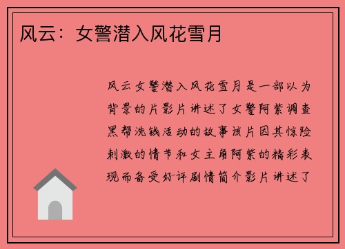 风云：女警潜入风花雪月